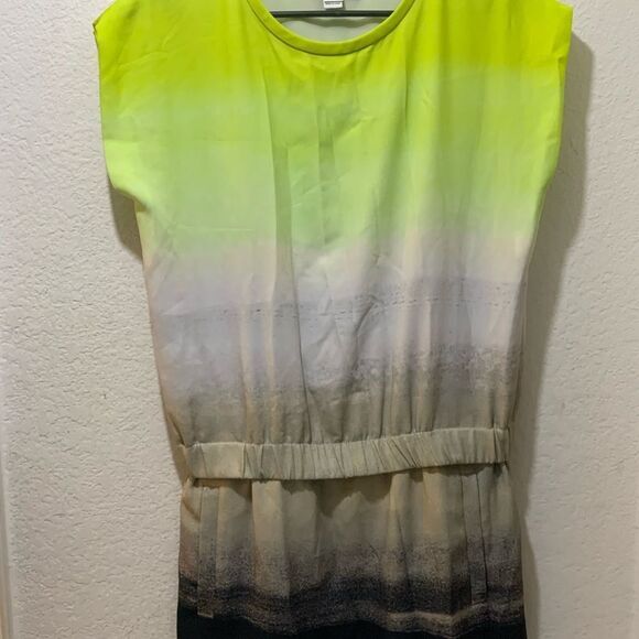 Diane Von Furstenberg Tara Drop-Waist Ombre Dress.green, gray,black,size 8 - Picture 5 of 10